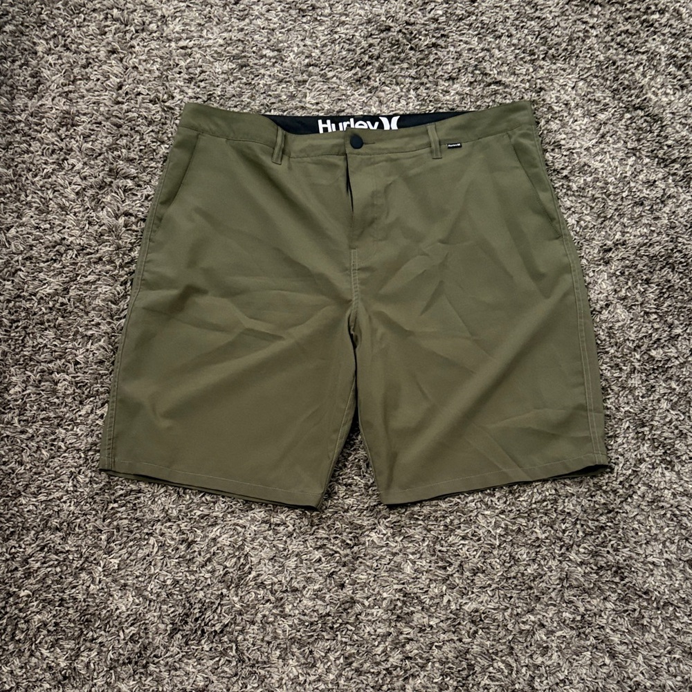 Hurley Men's Olive Stretch Flat-Front Shorts